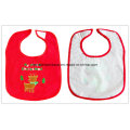 Logo de dessins animés sur mesure Broidered Cotton Terry Red Customzied Promotional Girl&#39;s Baby Bib